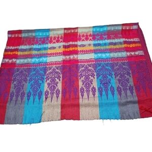 100% Pashmina Scarf Boho Soft Colorful Oversized Warm Fringed Shawl VGC